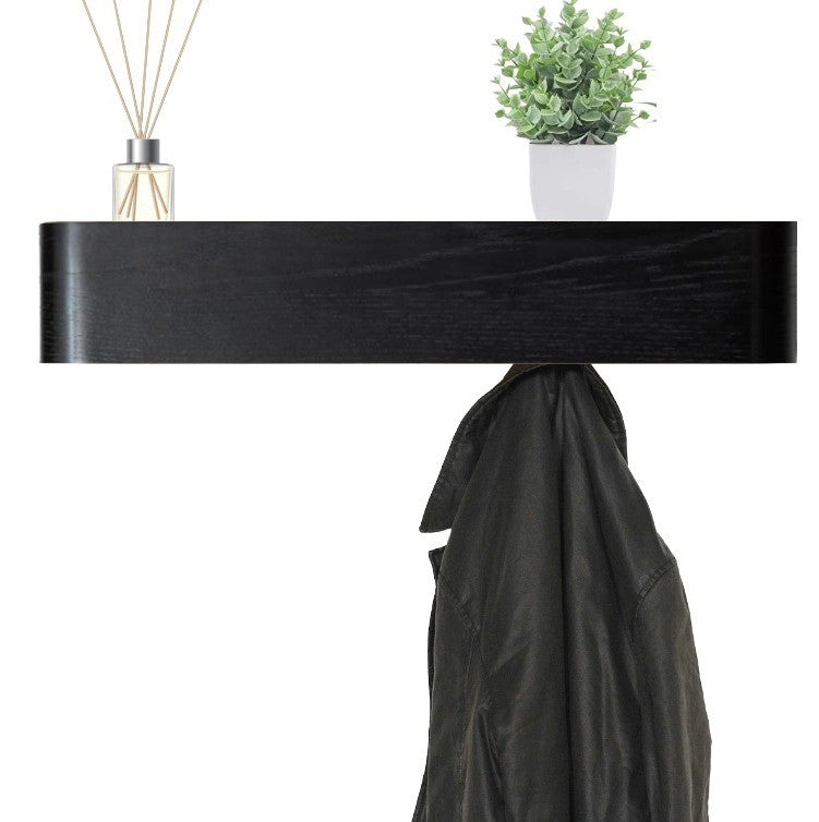 Wall-Mounted Coat Rack with 5 Hidden Hooks - Black