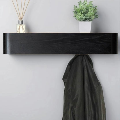 Wall-Mounted Coat Rack with 5 Hidden Hooks - Black
