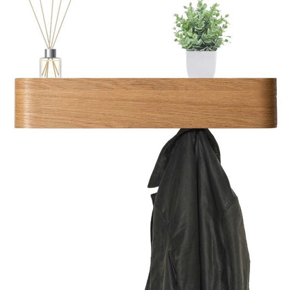 Wall-Mounted Coat Rack with 5 Hidden Hooks - Oak