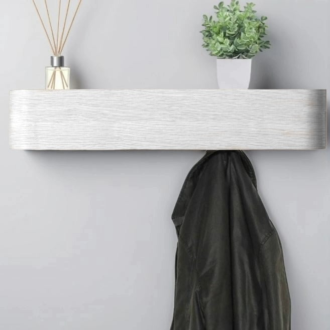 Wall-Mounted Coat Rack with 5 Hidden Hooks - White