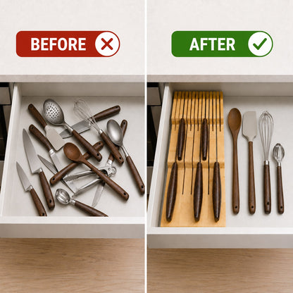 Bamboo In-Drawer Knife Block (13 Slots)