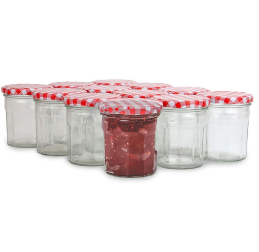 Wide Mouth Glass Jam Jars 324ml - Set of 12