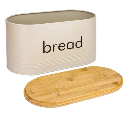 Kitchen Bread Bin with Bamboo Chopping Board Lid