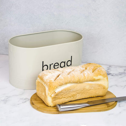 Kitchen Bread Bin with Bamboo Chopping Board Lid