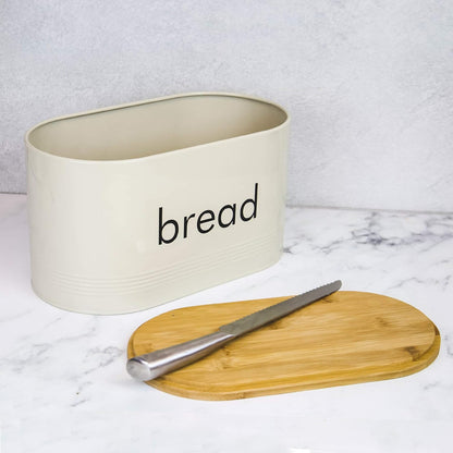 Kitchen Bread Bin with Bamboo Chopping Board Lid