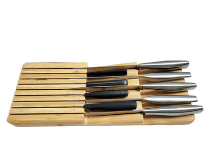 Bamboo In-Drawer Knife Block