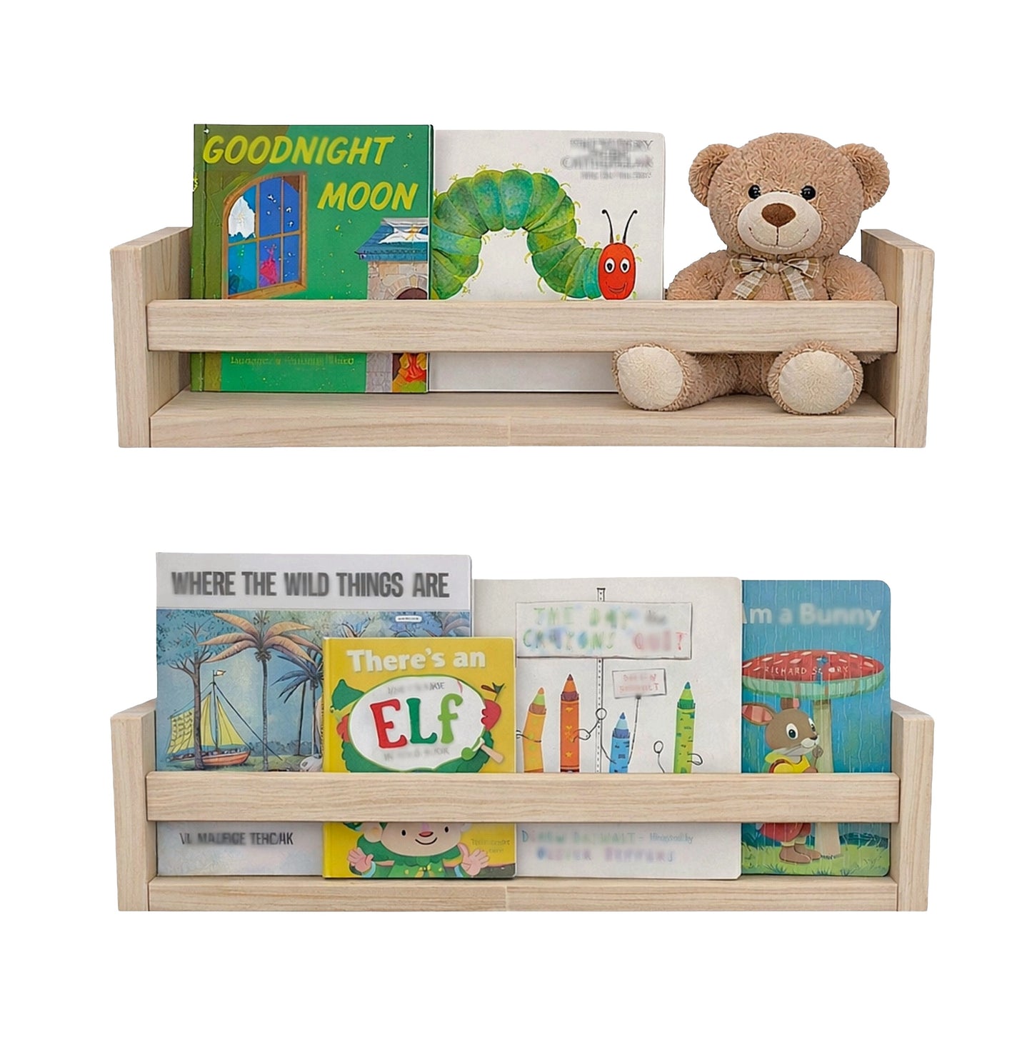 Nursery Floating Book Shelves Light Wood - Set of 2