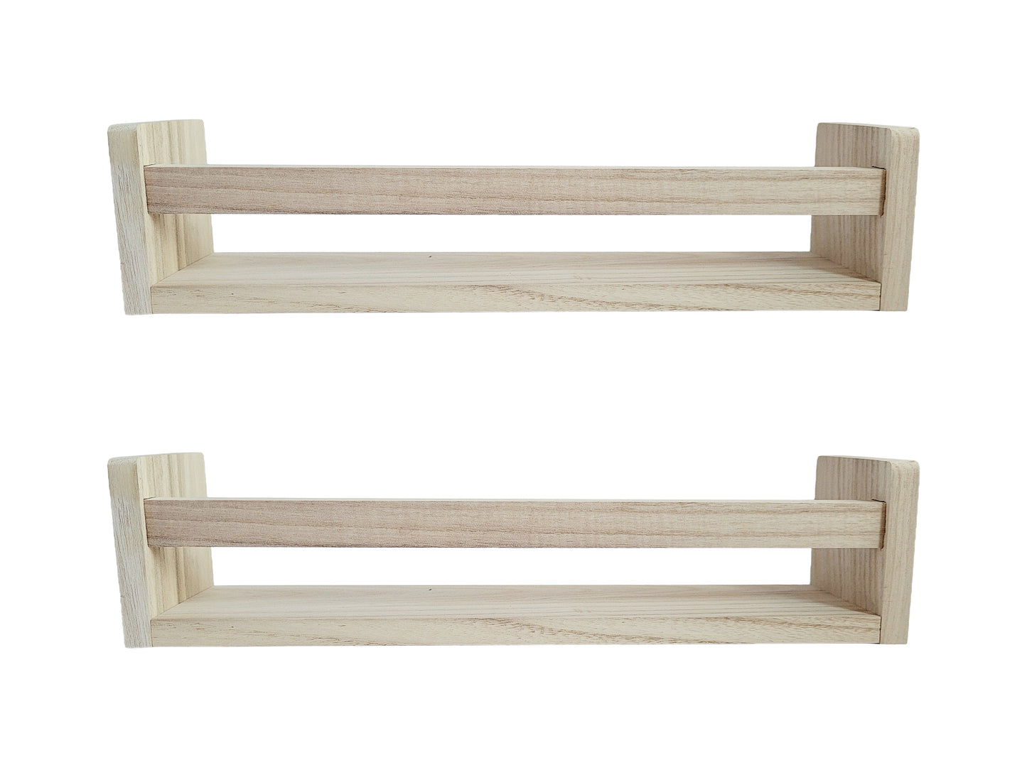 Nursery Floating Book Shelves Light Wood - Set of 2
