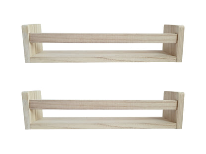 Nursery Floating Book Shelves Light Wood - Set of 2