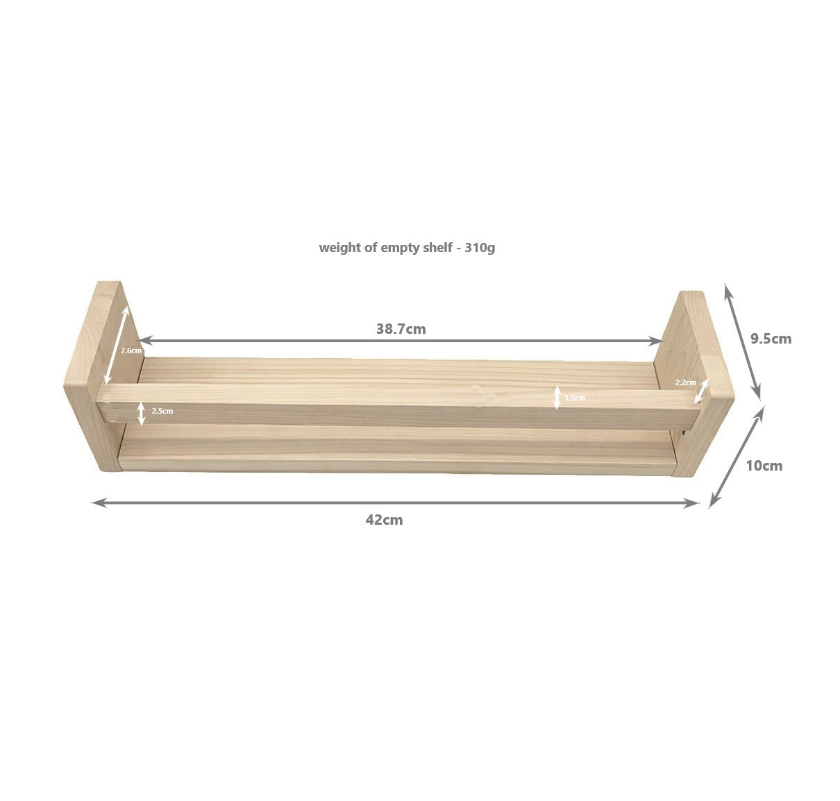 Nursery Floating Book Shelves Light Wood - Set of 2