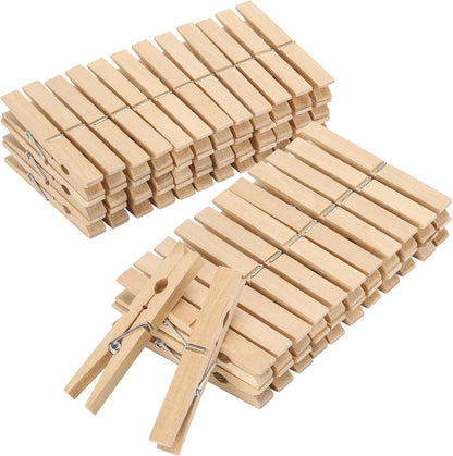 100 Bamboo 9.5cm Wooden Clothes Pegs