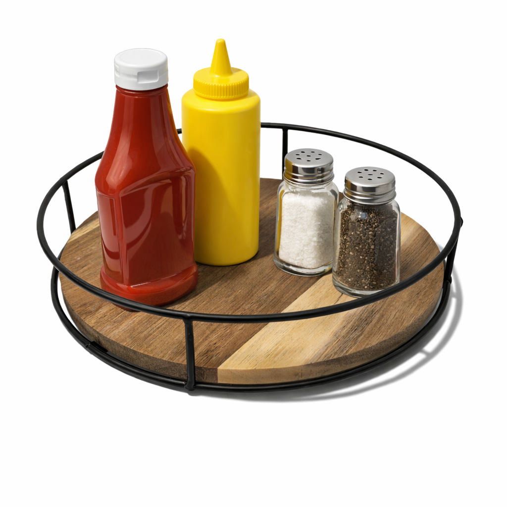 Round Acacia Lazy Susan Cupboard Organiser