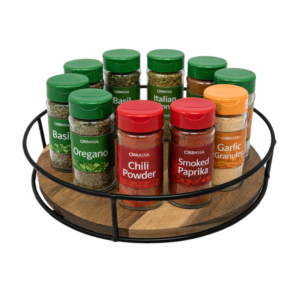 Round Acacia Lazy Susan Cupboard Organiser