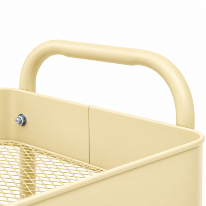 3-Tier Slim Metal Storage Trolley on Wheels - Vanilla Cream