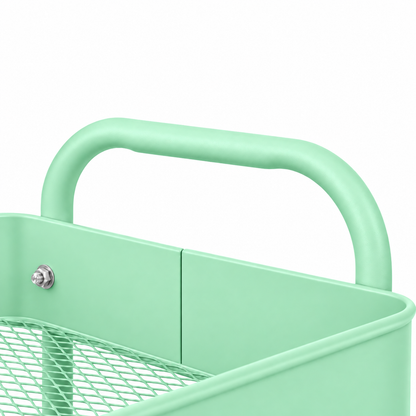 3-Tier Slim Metal Storage Trolley on Wheels - Mint Green