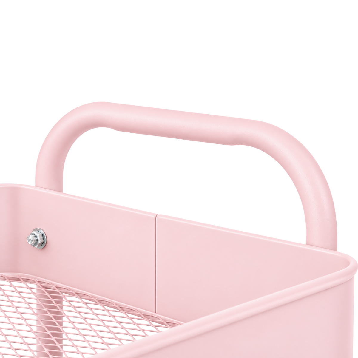 3-Tier Slim Metal Storage Trolley on Wheels - Blush Pink