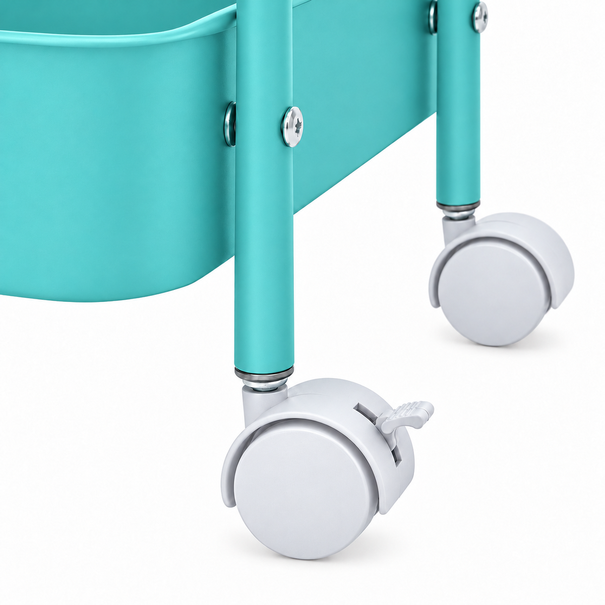 3-Tier Slim Metal Storage Trolley on Wheels - Sky Blue