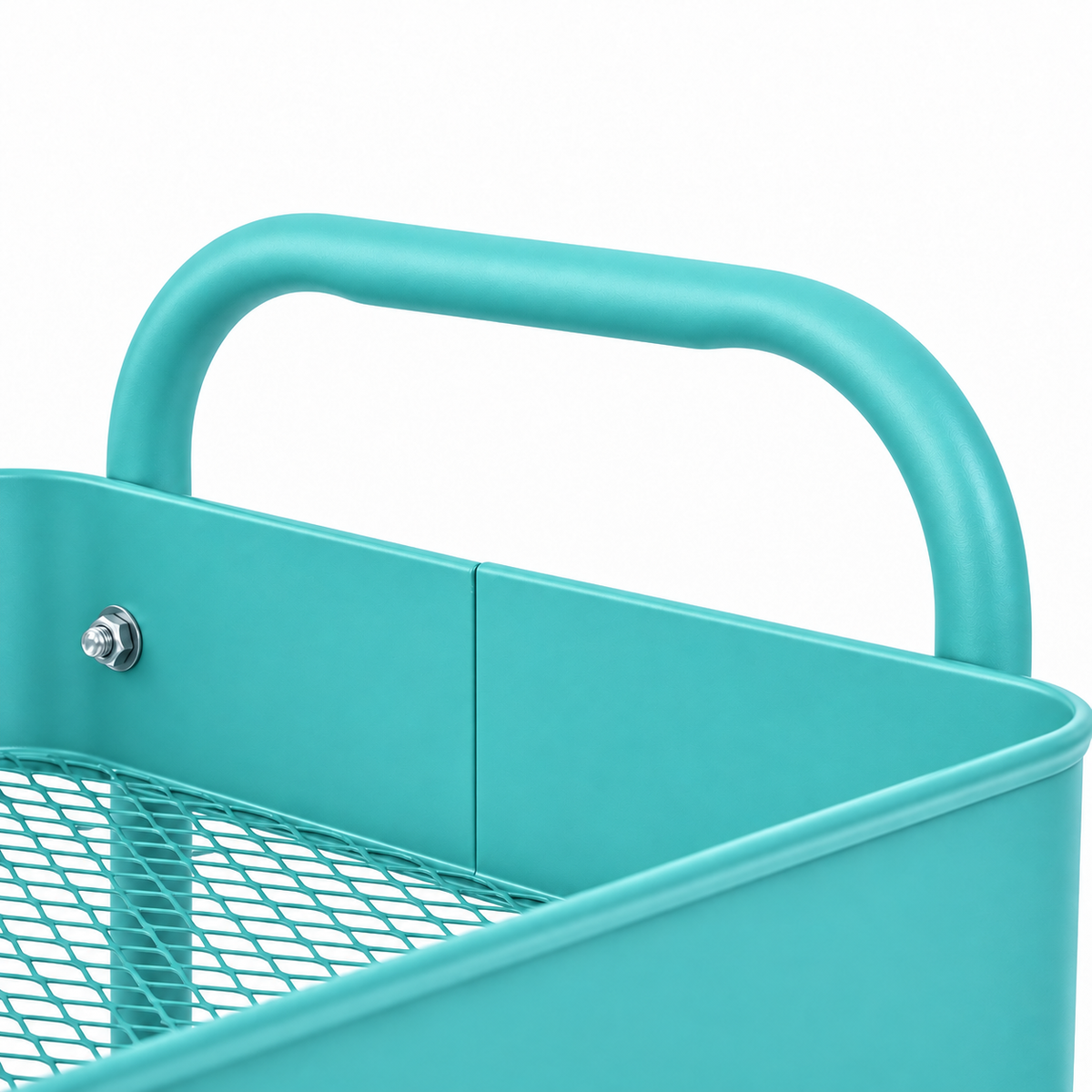 3-Tier Slim Metal Storage Trolley on Wheels - Sky Blue