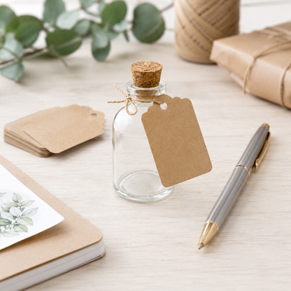 Mini 50ml Glass Bottles with Decorative Labels - Set of 12