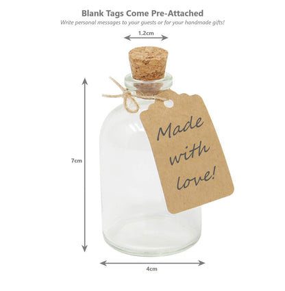 Mini 50ml Glass Bottles with Decorative Labels - Set of 12