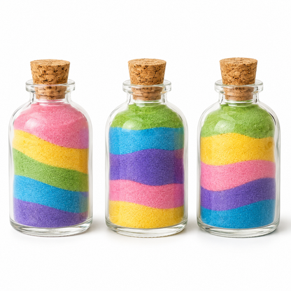 Mini 50ml Glass Bottles with Decorative Labels - Set of 12