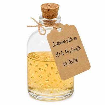 Mini 50ml Glass Bottles with Decorative Labels - Set of 12