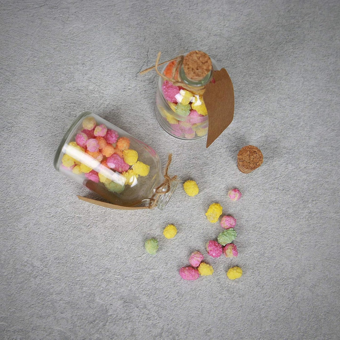 Mini 50ml Glass Bottles with Decorative Labels - Set of 12