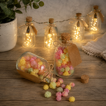 Mini 50ml Glass Bottles with Decorative Labels - Set of 12