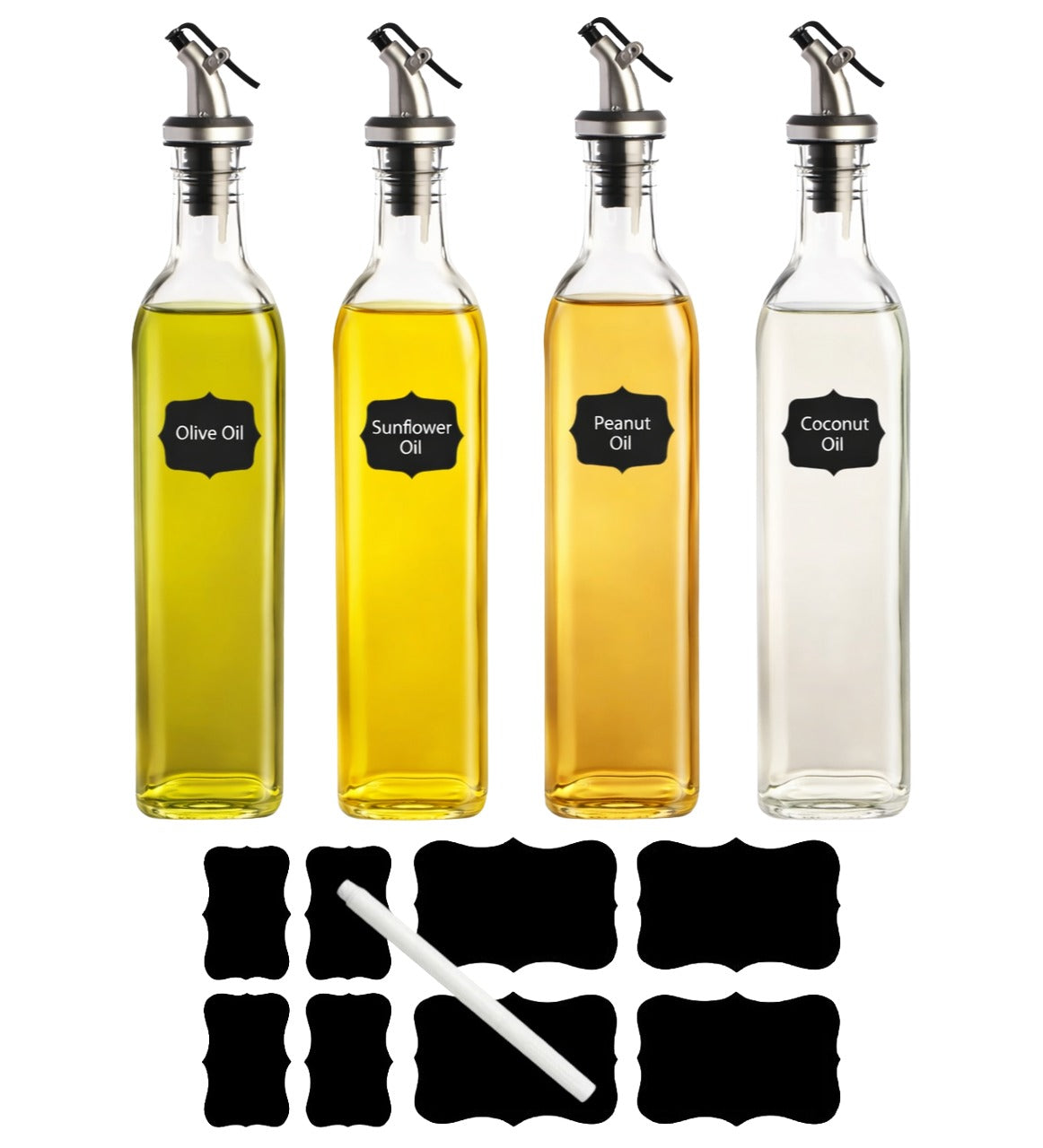 Oil and Vinegar Dispenser Bottles - 500ml Pack of 4