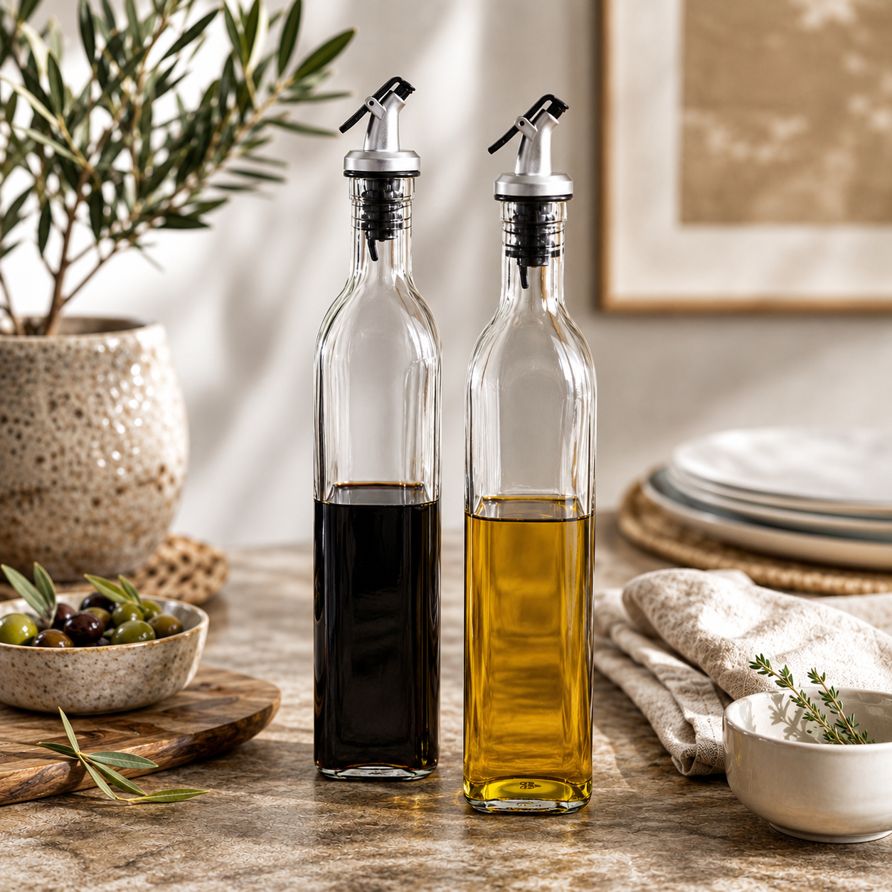 Oil and Vinegar Dispenser Bottles - 500ml Pack of 4