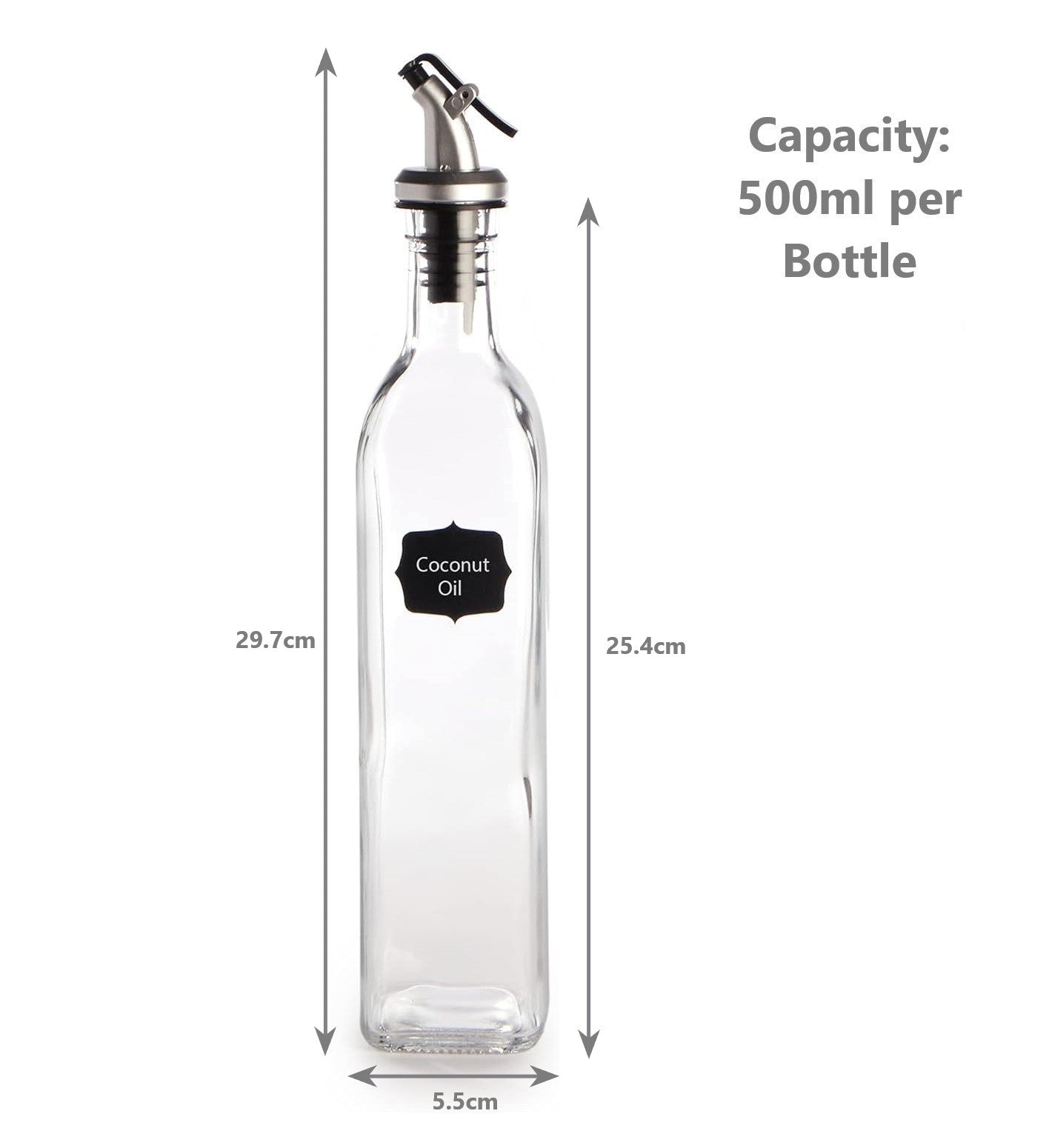 Oil and Vinegar Dispenser Bottles - 500ml Pack of 4