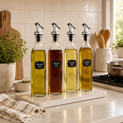 Oil and Vinegar Dispenser Bottles - 500ml Pack of 4