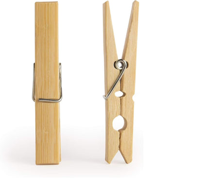 100 Bamboo 7.2cm Wooden Clothes Pegs
