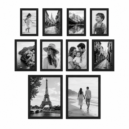 Assorted Photo Frames Set of 10 - Black