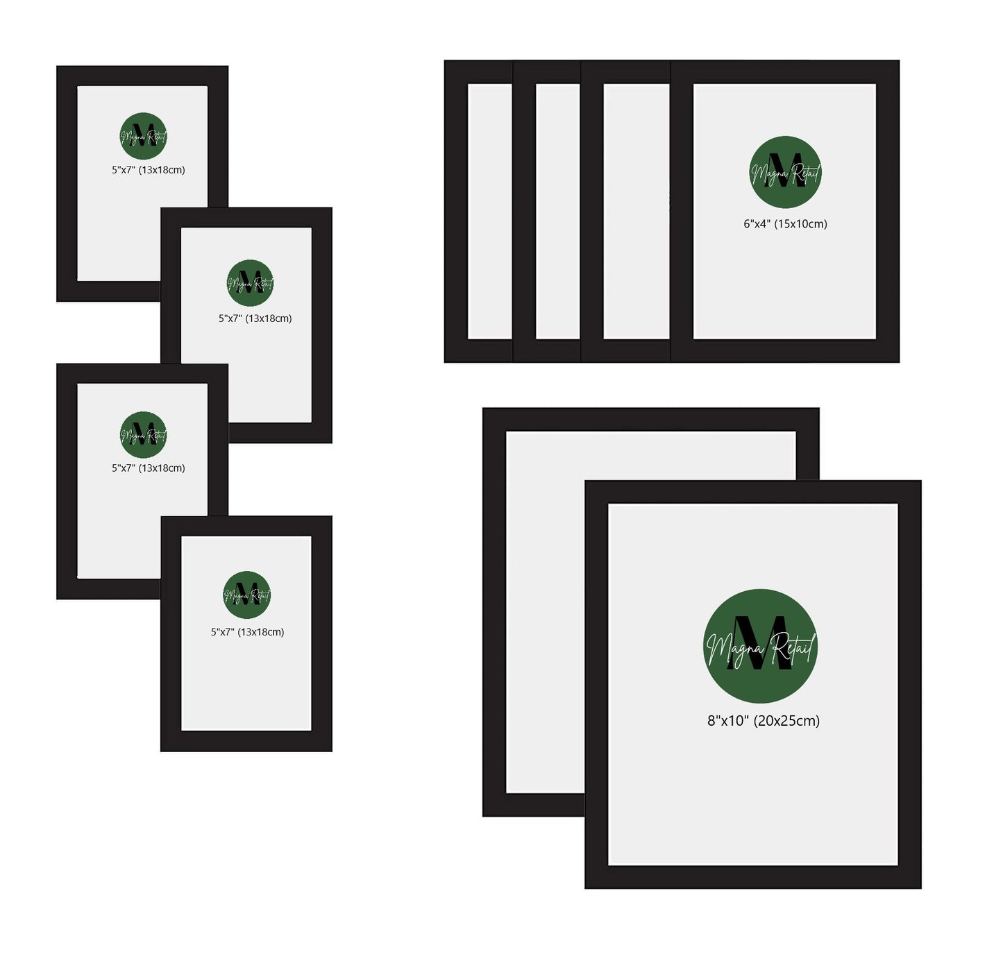 Assorted Photo Frames Set of 10 - Black