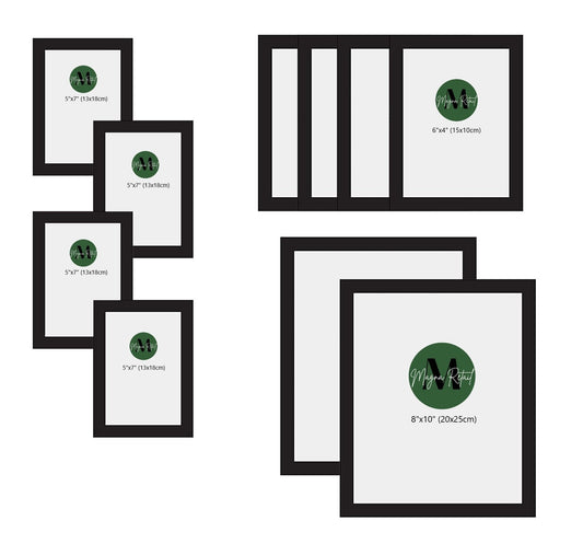 Assorted Photo Frames Set of 10 - Black