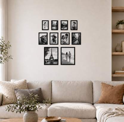 Assorted Photo Frames Set of 10 - Black