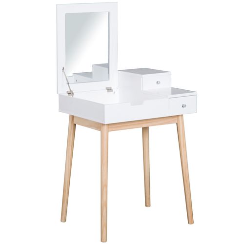Dressing Table Desk Flip-up Mirror 2 Drawers Bedroom Makeup in White