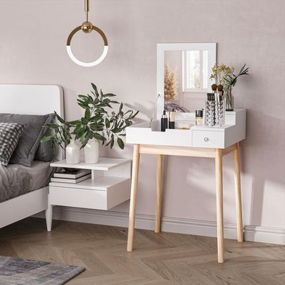 Dressing Table Desk Flip-up Mirror 2 Drawers Bedroom Makeup in White