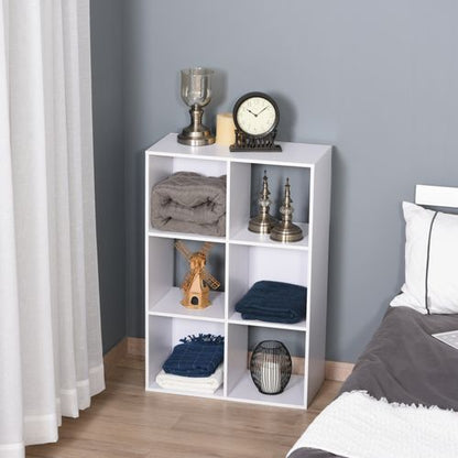 Storage Cabinet Bookcase 6 Cube Organiser Shelves in White