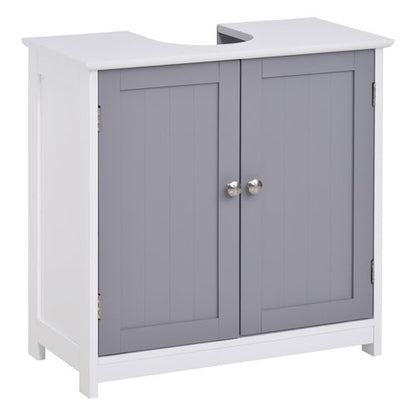 Under Sink Storage Cabinet with Adjustable Shelf Grey & White - 60x60cm