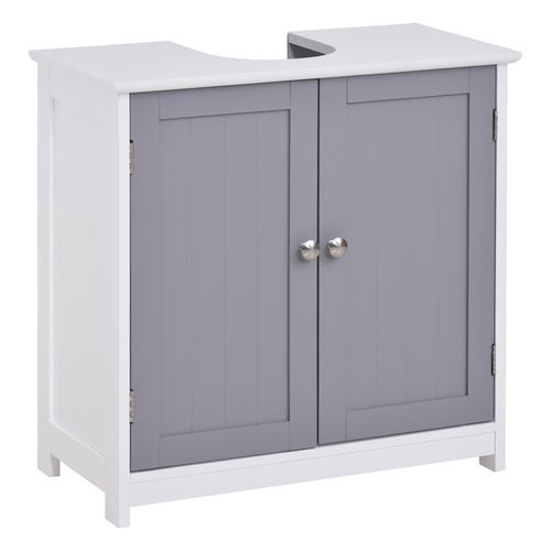 Under Sink Storage Cabinet with Adjustable Shelf Grey & White - 60x60cm
