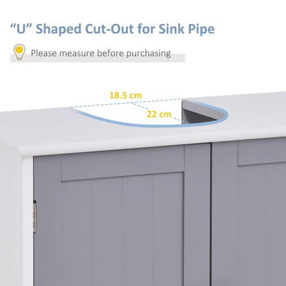 Under Sink Storage Cabinet with Adjustable Shelf Grey & White - 60x60cm
