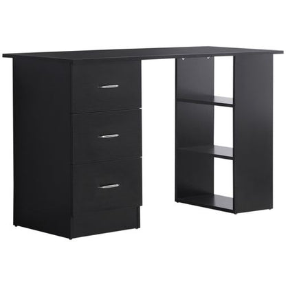 Computer Desk PC Table Workstation with 3 Shelf & Drawers in Black