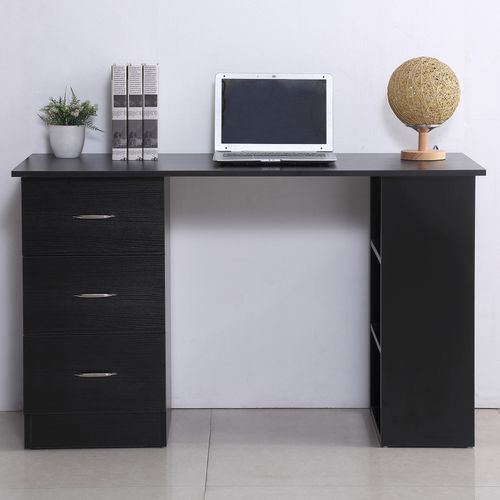 Computer Desk PC Table Workstation with 3 Shelf & Drawers in Black