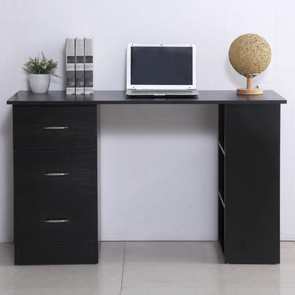 Computer Desk PC Table Workstation with 3 Shelf & Drawers in Black