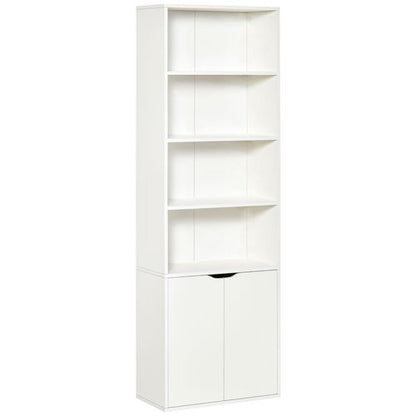 2 Door 4 Shelves Bookcase Wooden Storage Cabinet Display Unit in White