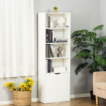2 Door 4 Shelves Bookcase Wooden Storage Cabinet Display Unit in White
