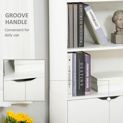2 Door 4 Shelves Bookcase Wooden Storage Cabinet Display Unit in White
