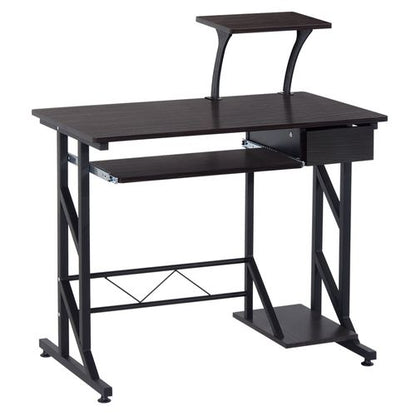 Computer Desk Office Home PC Shelf Tray Wood Station in Dark Brown